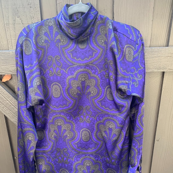 Vintage Nordstrom's Silk Black and Purple Paisley Blouse - Picture 1 of 3